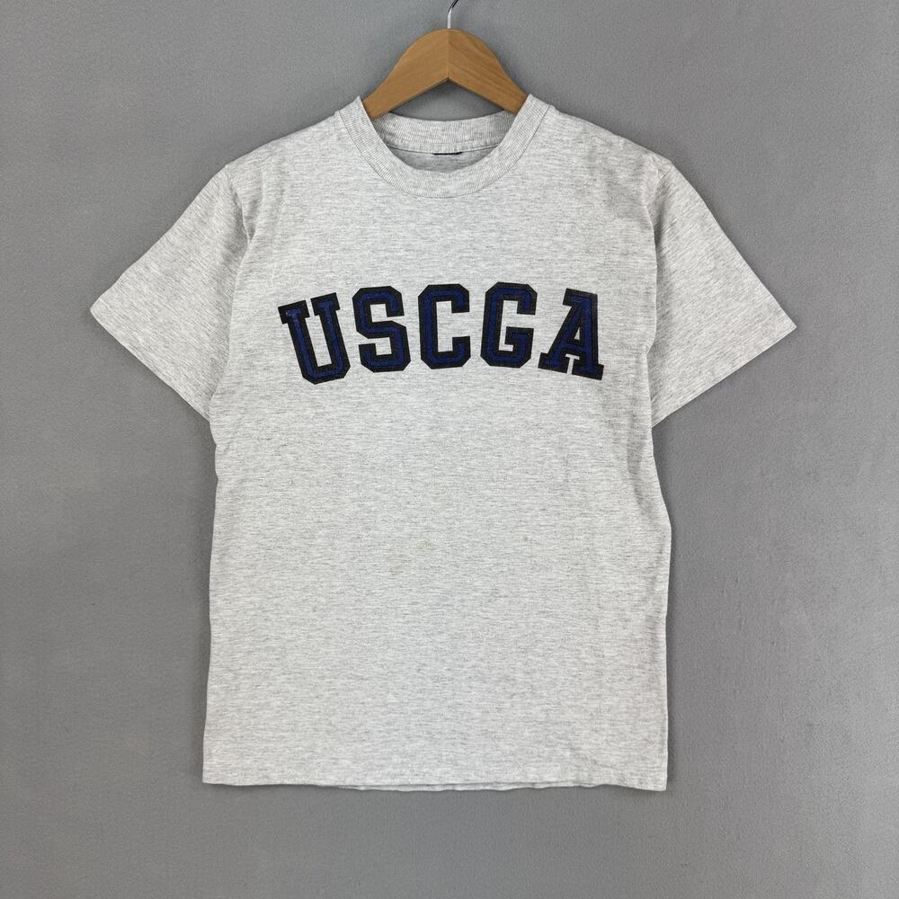 Vintage USCGA Shirt Mens Small Gray Short Sleeve Academy College Military